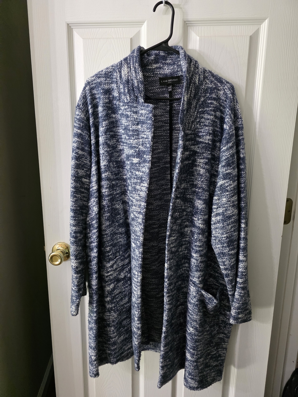 Lane Bryant Marled Navy and White Open-Front Women's Cardigan